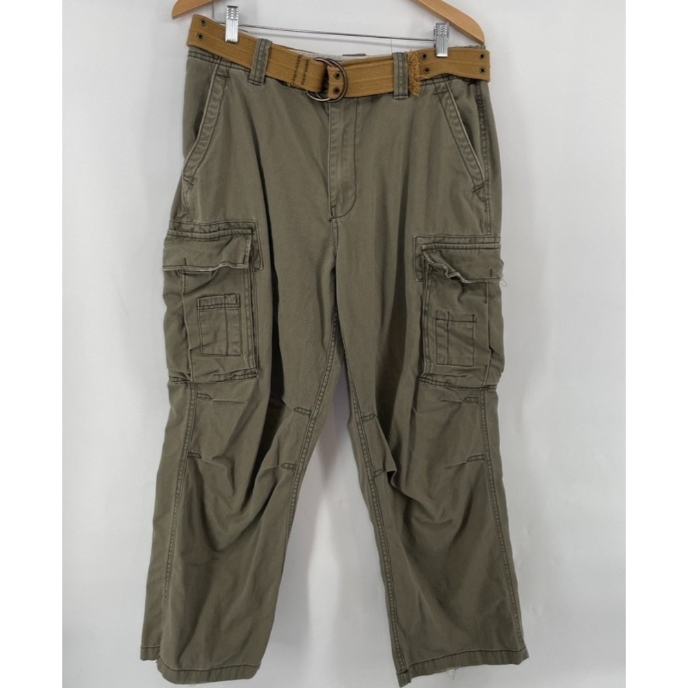 Vtg Aeropostale Pants Men 34 Y2K Heavy Cotton‎ Paratrooper Cargo Pockets Baggy